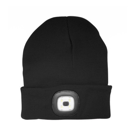 Bonnet noir avec lampe frontale