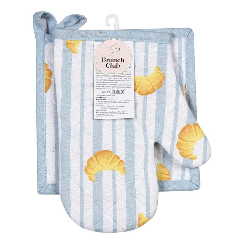 Set gant manique croissant bleu