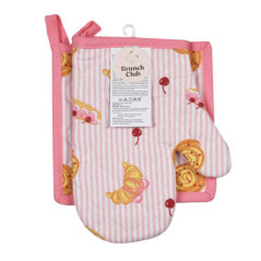 Gant et manique croissant rose