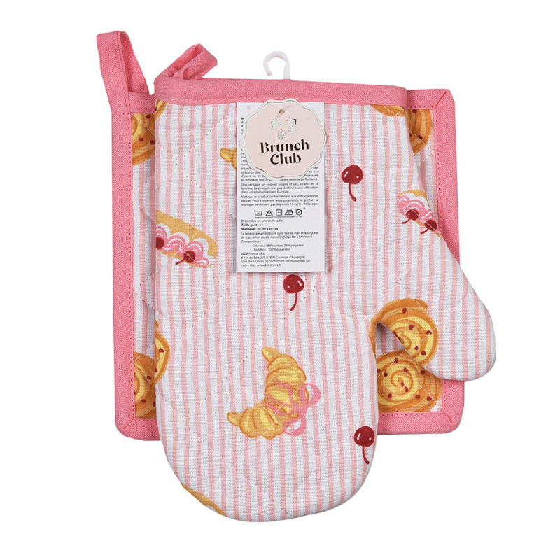 Gant et manique croissant rose