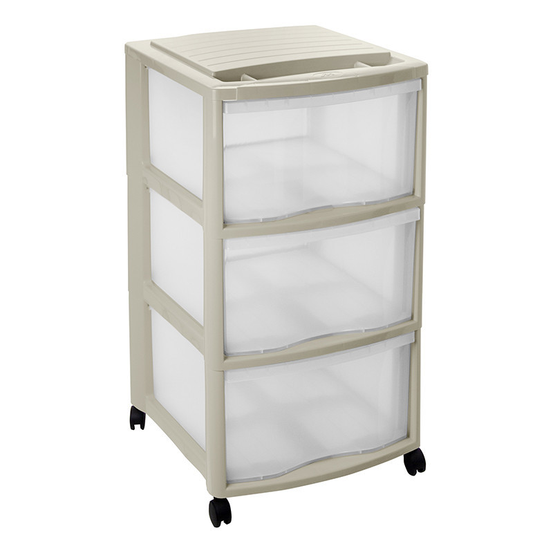 Tour 3 tiroirs roulettes beige