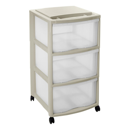 Tour 3 tiroirs roulettes beige