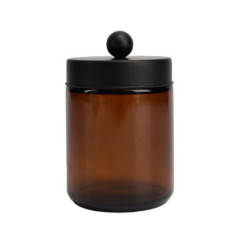 Pot coton tige verre metal marro