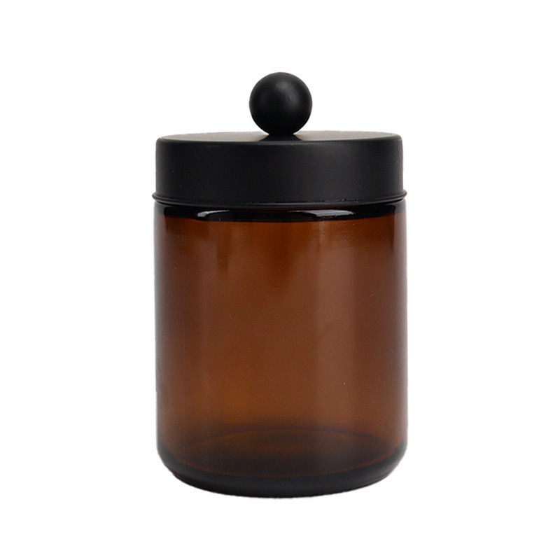 Pot coton tige verre metal marro