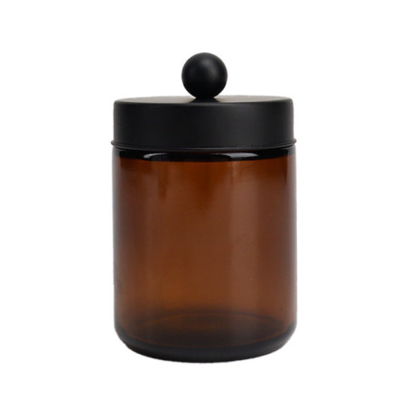 Pot coton tige verre metal marro
