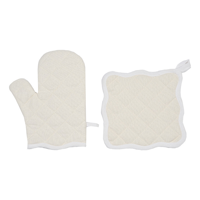 Set gant & manique blanc vague