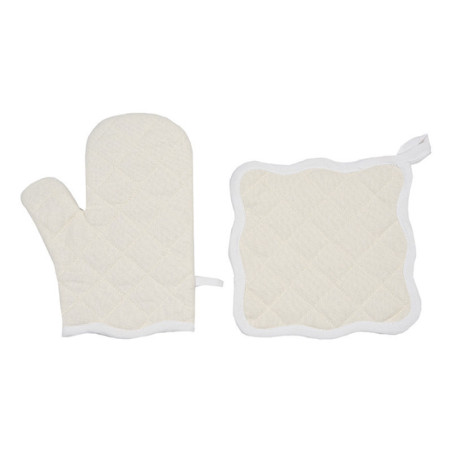 Set gant & manique blanc vague