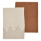 Lot de 2 torchons lignes marron