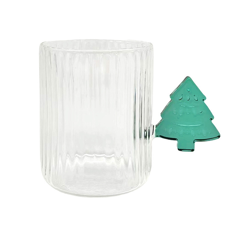 Mug en verre strie anse sapin