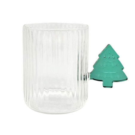 Mug en verre strie anse sapin