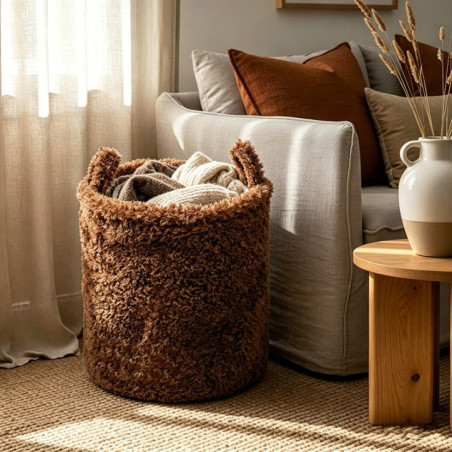 Paniere fourrure marron