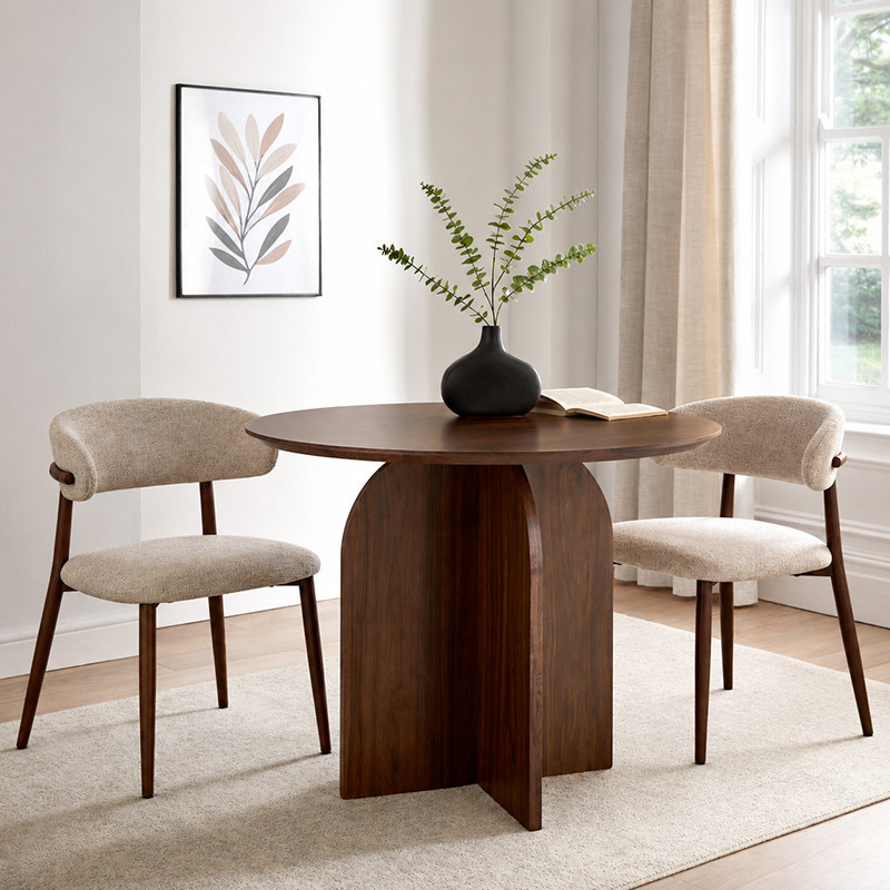 Table ronde effet noyer nora
