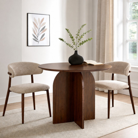 Table ronde effet noyer nora