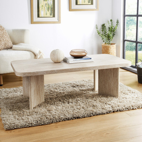 Table basse effet travertin