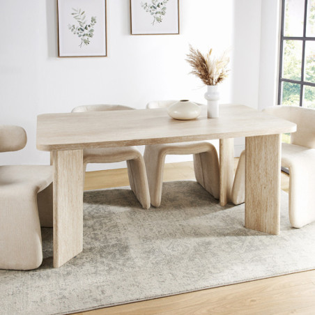 Table repas effet travertin
