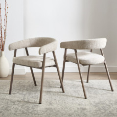 2 chaises creme pieds effet mang