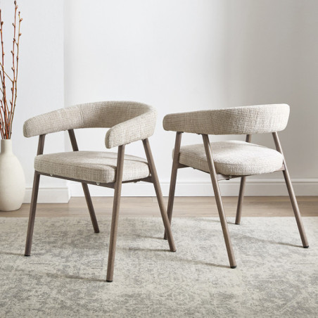 2 chaises creme pieds effet mang