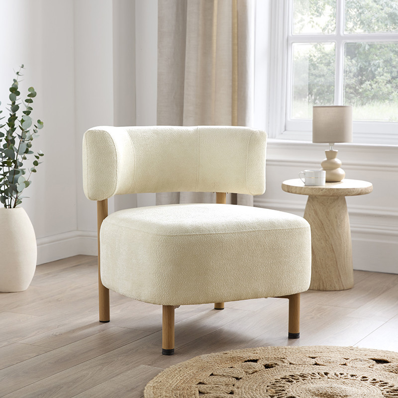 Fauteuil  dossier arrondi creme