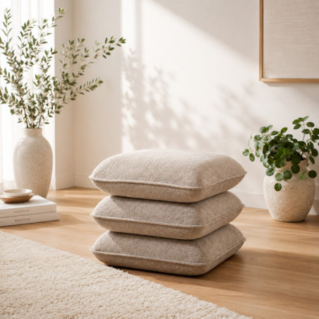 Pouf carre 3 niveaux taupe