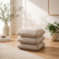 Pouf carre 3 niveaux taupe
