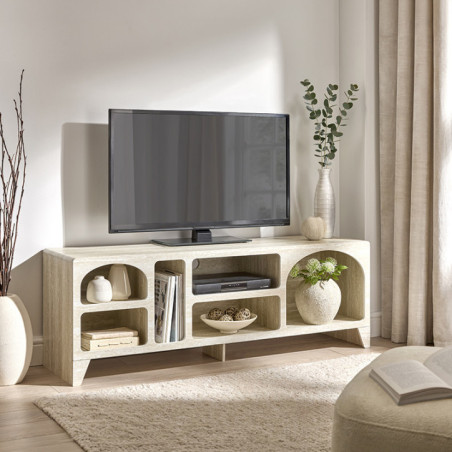 Meuble television effet traverti