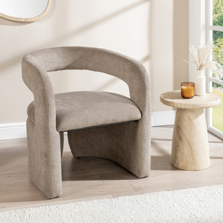 Fauteuil dossier arrondi taupe