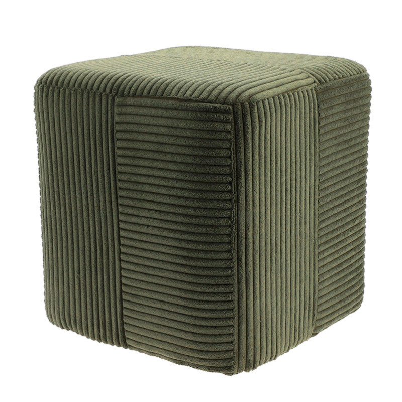 Pouf carre velours cotele large