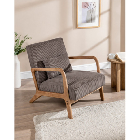 Fauteuil velours andrew taupe