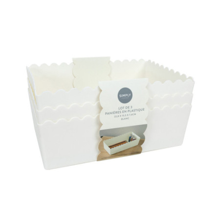 Set x3 panieres en plastique blc