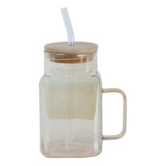 Gobelet verre/couvercle/paille