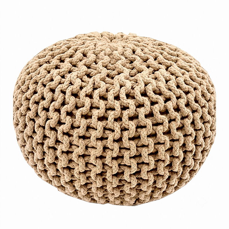 Pouf tricote beige 40x30cm