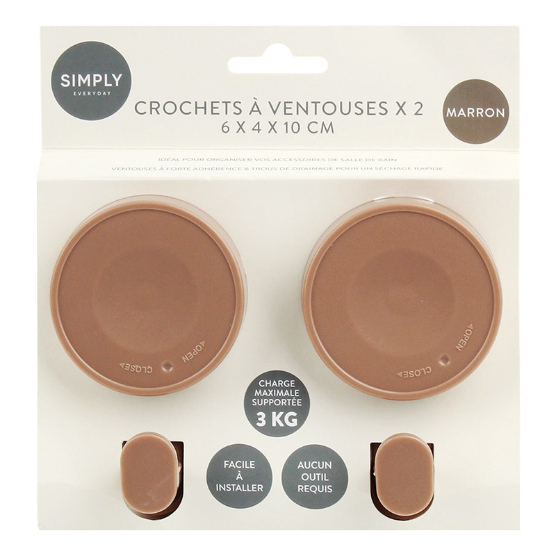 Crochets a ventouses x2 marron