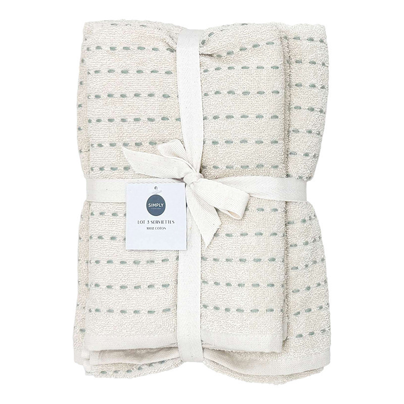 Lot 3 serviettes beige