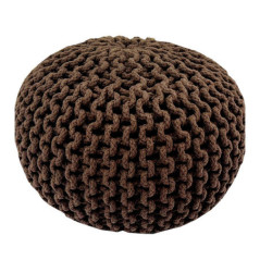 Pouf tricote marron 40x30cm