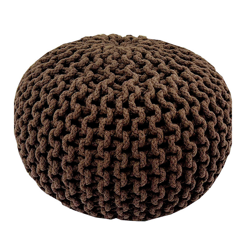 Pouf tricote marron 40x30cm