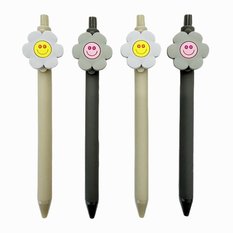 Set x4 stylo fleurs bicolore