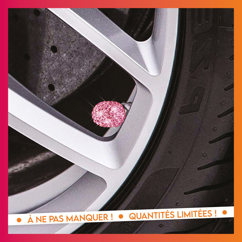 4 bouchons de valve rose