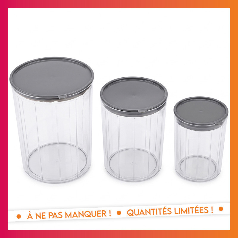 Lot de 3 bocaux en plastique
