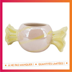 Cache pot bonbon jaune rose