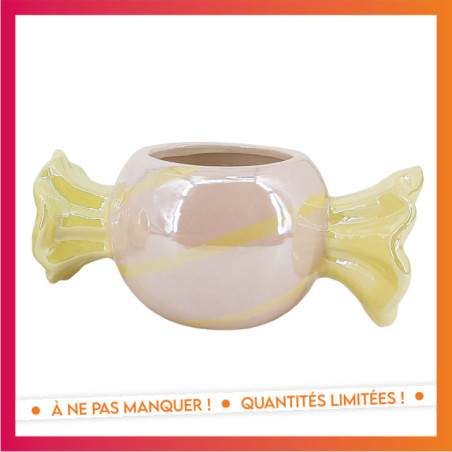 Cache pot bonbon jaune rose