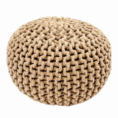 Pouf tricote beige 40x30cm