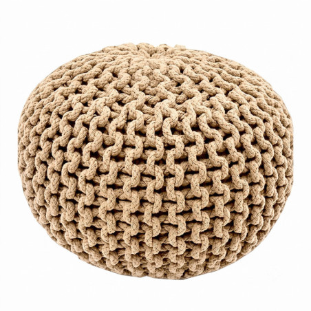 Pouf tricote beige 40x30cm