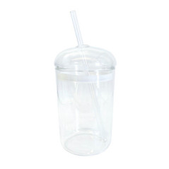 Gobelet verre couvercle+paille