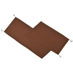 Chemin de table marron pompoms