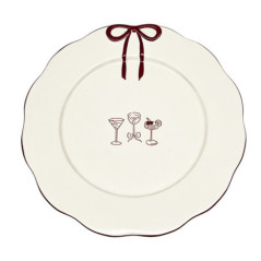 Assiette plate lisere burgundy