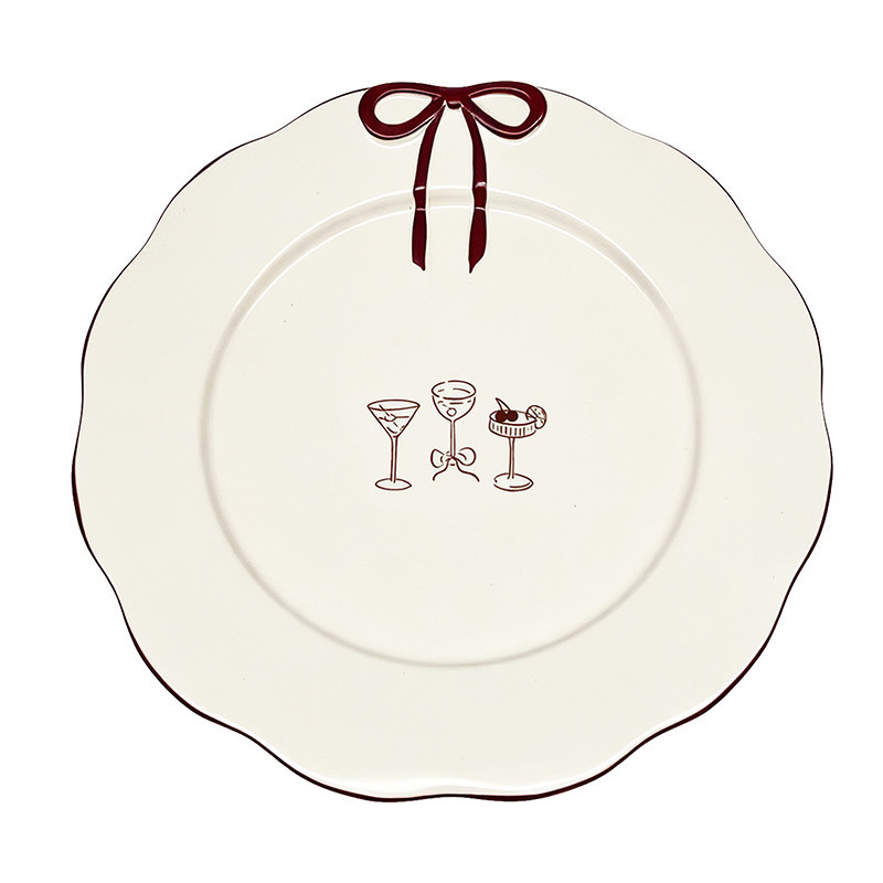 Assiette plate lisere burgundy