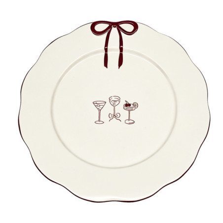 Assiette plate lisere burgundy