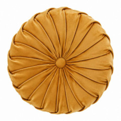 Coussin 30cm rond velours ocre