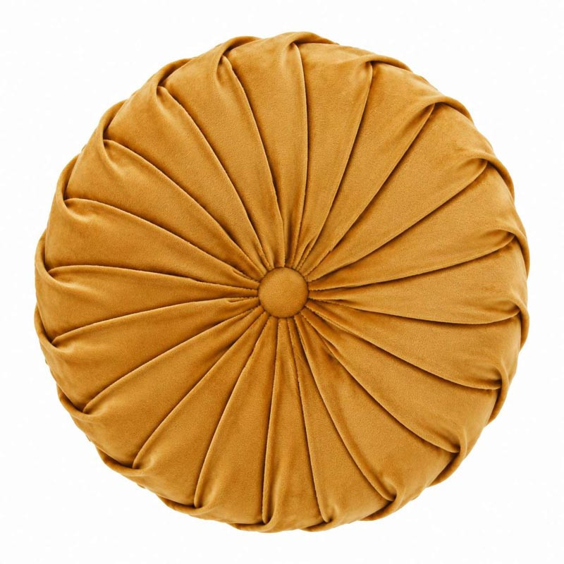 Coussin 30cm rond velours ocre