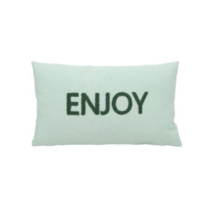 Coussin brode enjoy 50x30cm vert